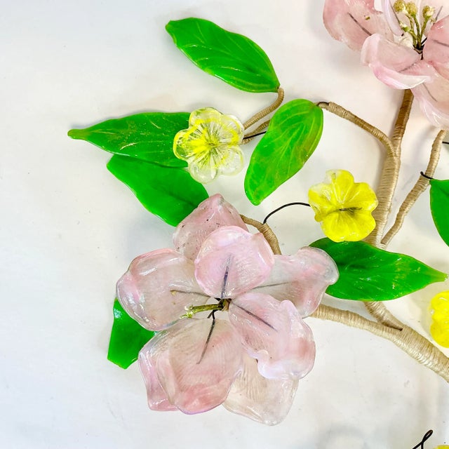 Mid-Century Boho Chic Japanese Acrylic-Lucite Cherry Blossom Wall Sculptural Object For Sale - Image 10 of 11