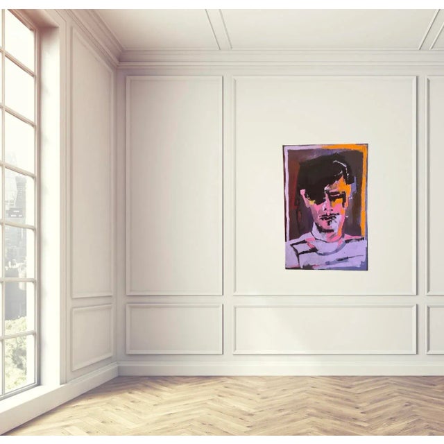 Original Abstract Male Portrait Painting by Don Shearer, 30" X 20" For Sale - Image 6 of 8