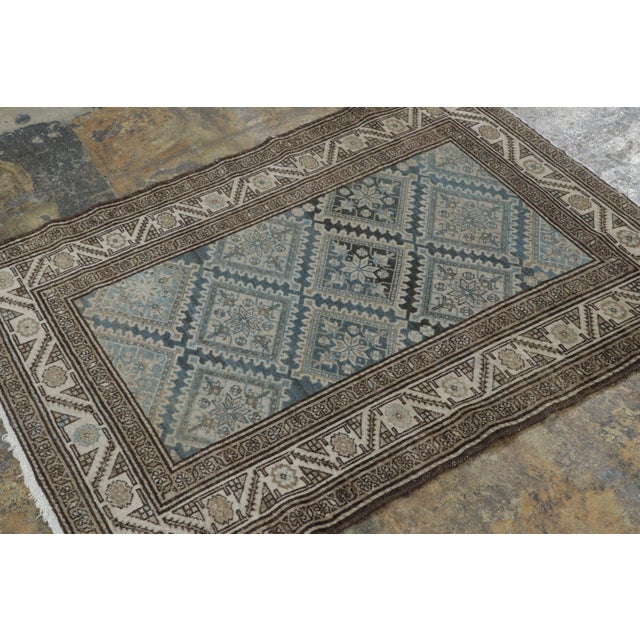 Rug & Kilim Antique Persian Malayer Rug in Blue, Beige and Cream Geometric Pattern - Rug & Kilim For Sale - Image 4 of 7