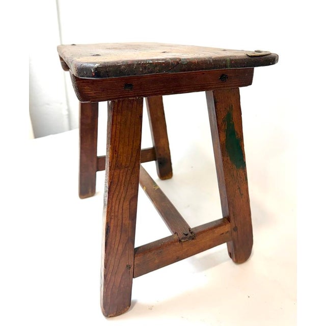 Farmhouse C Late 1900 Spanish Milk Stool For Sale - Image 3 of 4