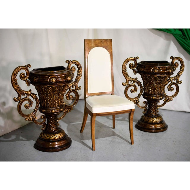 Vintage Contemporary Classical Urn Amphora Decorative Bronze Effect Planters - a Pair For Sale In Chicago - Image 6 of 13