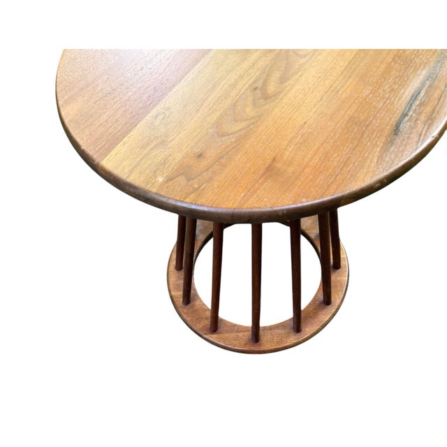 McM Walnut true vintage Arthur Umanoff spindle table- measures 16” tall- minor wear-classic typical walnut wear- no damage...