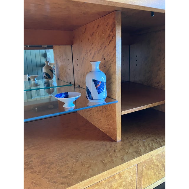 1980s Hickory Kaylyn "Gear" Mahogany & Birdseye Maple Bar Cabinet Storage Cabinet and Foot For Sale - Image 9 of 16