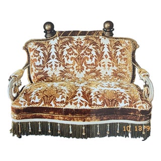 Early 19th Century Cut Velvet Victorian Love Seat For Sale