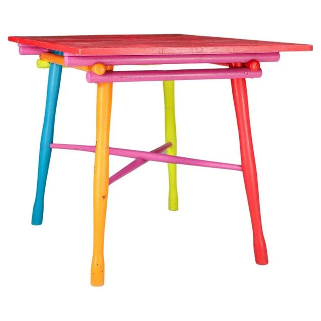 Mid-Century French Folk Art Painted Beechwood Table, France, 1960s For Sale - Image 13 of 13