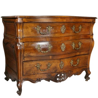 Louis XV Provincial Walnut Bombe Commode For Sale