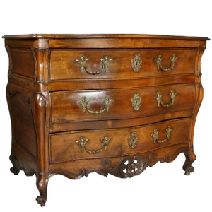 Louis XV Provincial Walnut Bombe Commode
