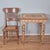 This is a rustic hand painted tall side table that measures 30.75” tall, 27.5” wide, and 23.25” deep. The table is an...