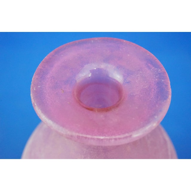 20th Century Blown Pink Glass Vase Bottle Worked with Acid from the Cenedese Glassworks, Italy, 1950s For Sale - Image 12 of 18