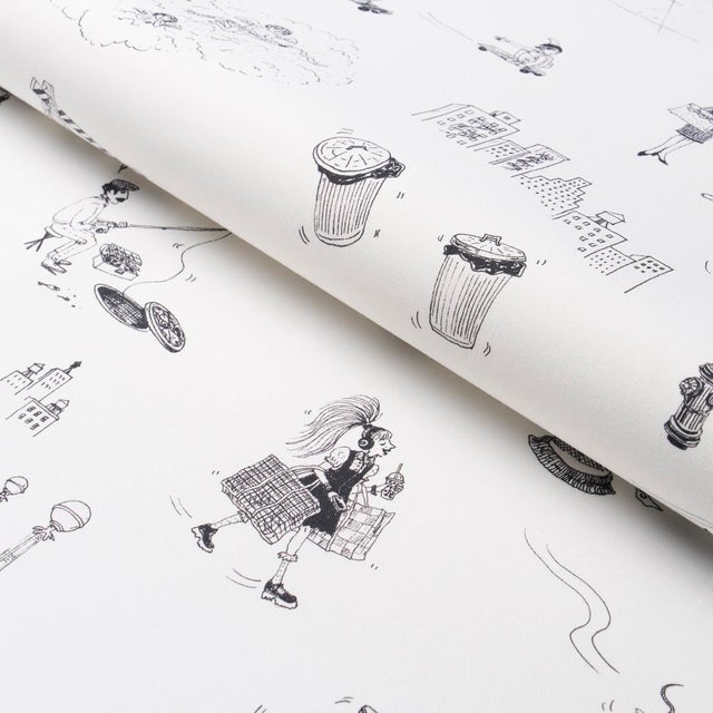 Not Yet Made - Made To Order SAMPLE - Schumacher x The New Yorker Joana Avillez's Street Scenes Fabric In Black & White For Sale - Image 5 of 5