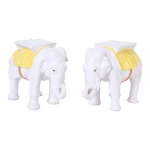 Pair of Vintage Italian Terra Cotta Elephant Stands