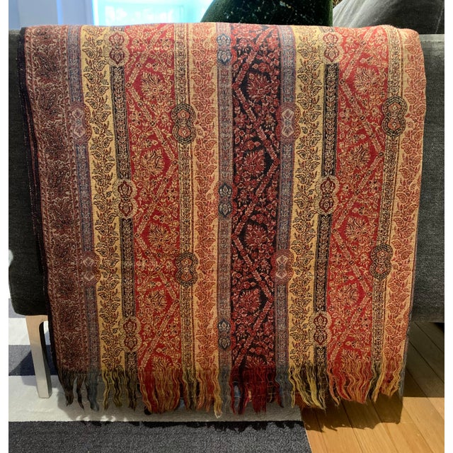 2010s Kasmir Floral Paisley Stripe Jacquard Wool Decorative Throw For Sale - Image 5 of 8