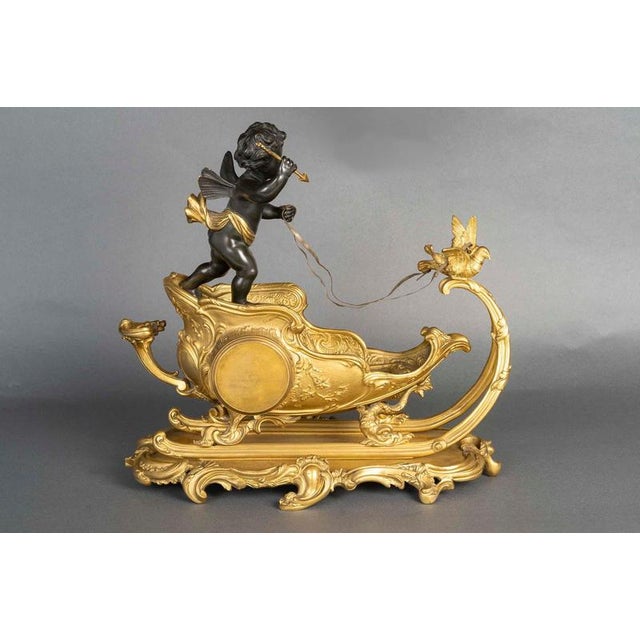 Gold Napoleon III Gilt Bronze Clock, 19th Century For Sale - Image 8 of 10