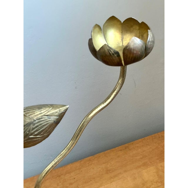 Mid-Century Modern Vintage Carole Stupell Brass Lotus Leaf Accent Table For Sale - Image 3 of 14