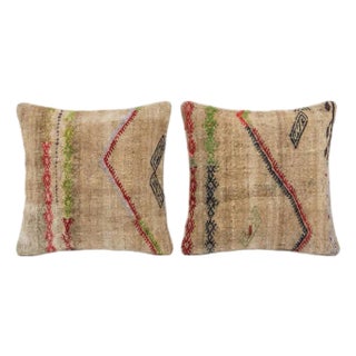 Turkish Kilim Pillow Cover 16'' X 16'' - Set of Two For Sale
