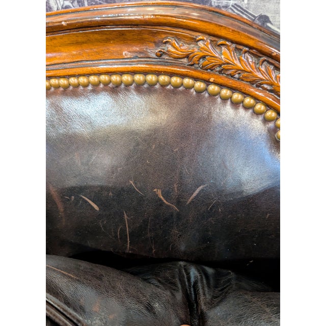 Late 20th Century Whittmore Sherrill Mahogany & Leather Sofa For Sale - Image 11 of 12
