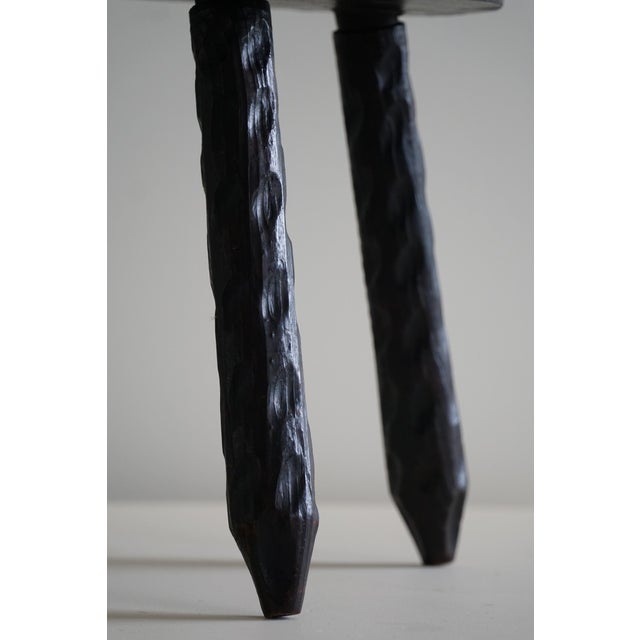 Swedish Tripod Stool in Pine & Cowhide, 1950s For Sale - Image 10 of 12