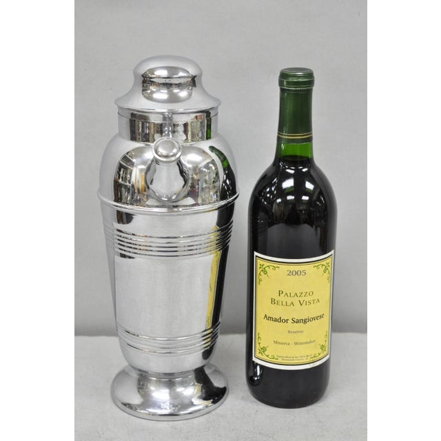 Art Deco Silver Plated Red Bakelite Handle Martini Bar Cocktail Shaker Pitcher For Sale - Image 12 of 12