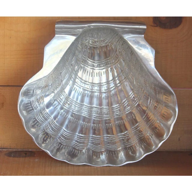 Large Late 20th Century Pewter Scallop Shell Seafood Serving Bowl For Sale - Image 12 of 12
