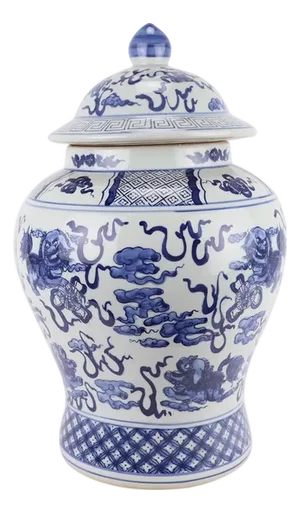 Chinoiserie Foo Dog Temple Jar, Small