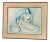 Woman in Blue Signed Original 1980 Vintage Framed Drawing For Sale