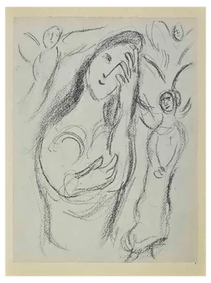 Marc Chagall, Sarah And The Angels, Lithograph, 1960