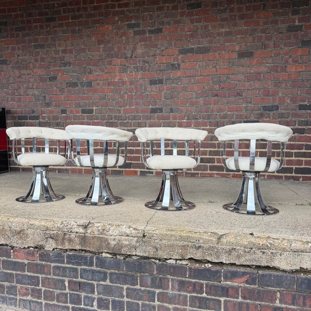 Exceptional vintage Mid-Century Modern dining set featuring a sculptural pedestal dining table with smoked glass top and...