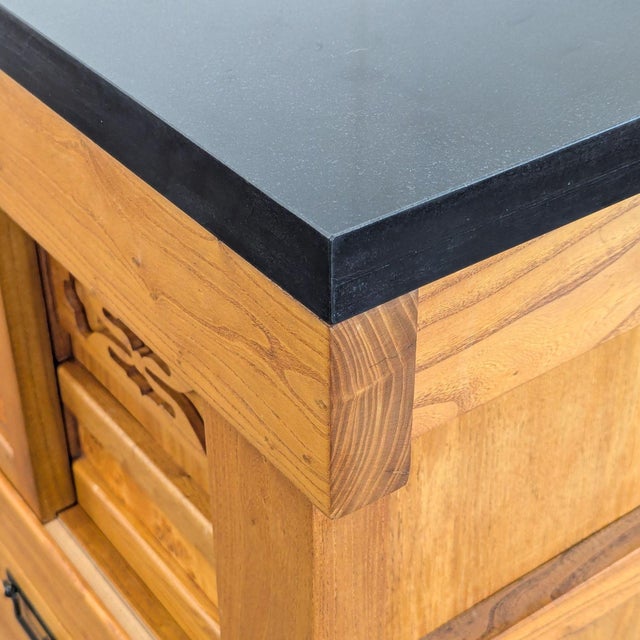 Antique Japanese Tansu With Granite Top For Sale - Image 9 of 11