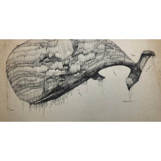 1970s Modern Drawing of a Whale by Vernon For Sale