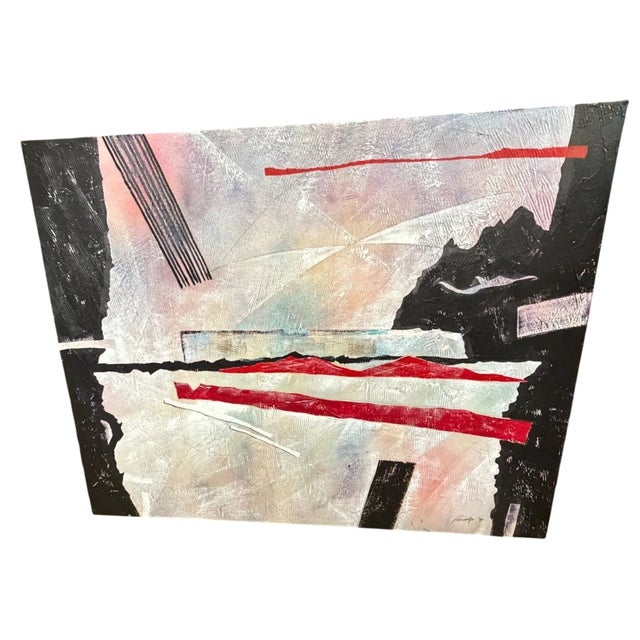 Pair of Large, Textured, Rodolfo Carlos (Phillipines 1938) Abstract Paintings. One says CANON and the other STRATUM on the...