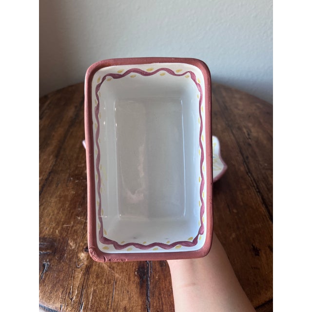 Pink Vintage 1990 Mackenzie Childs Victoria and Richard Butter Dish For Sale - Image 8 of 11