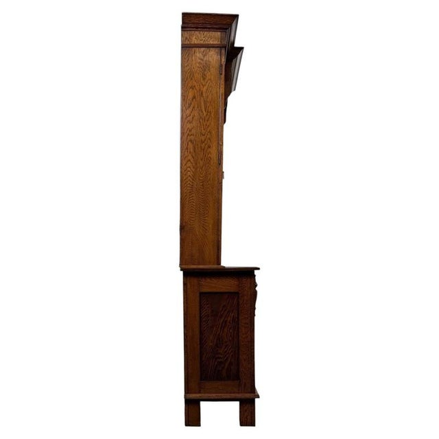 Early 20th Century English Art Nouveau Oak Dresser with Bevelled Mirror For Sale - Image 9 of 14