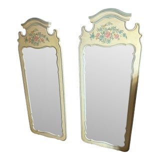 Pair of Vintage French Provincial Hand-Painted Wall Mirrors For Sale