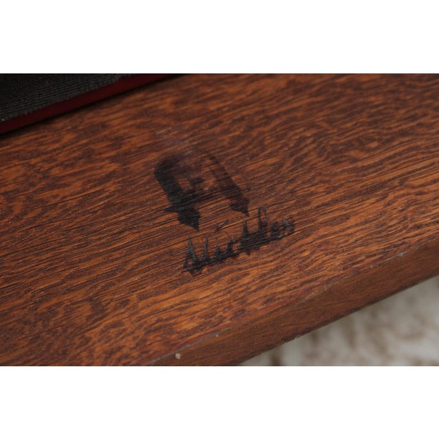 Gustav Stickley Antique Mission Oak Burgundy Leather Reclining Morris Chair For Sale - Image 15 of 15