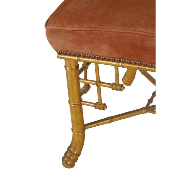 English Antique 1800's Napoleon III Gilt Bamboo Stool From Michael S. Smith Installation For Sale - Image 3 of 6