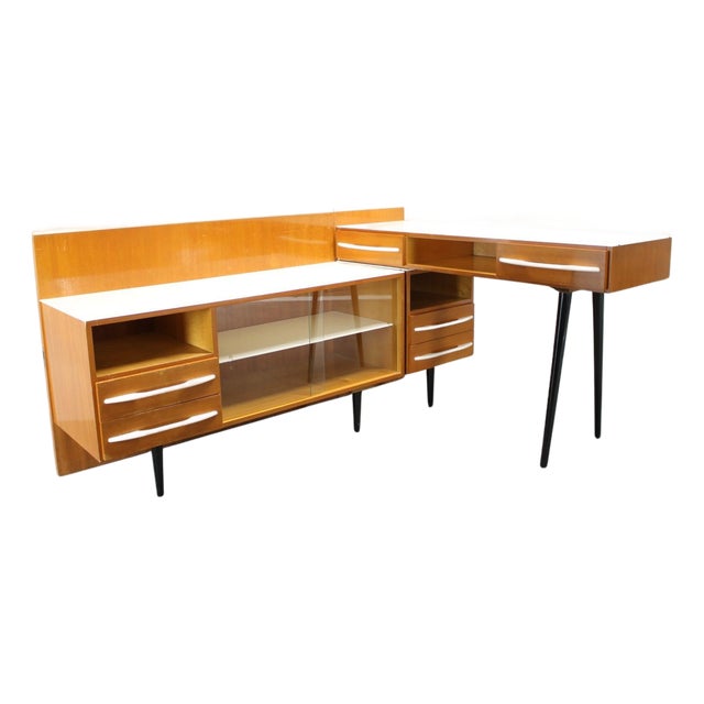 Mid-Century Modular Desk and Storage Unit attributed to Mojmír Požár for Up Závody, 1960s, Set of 3 For Sale