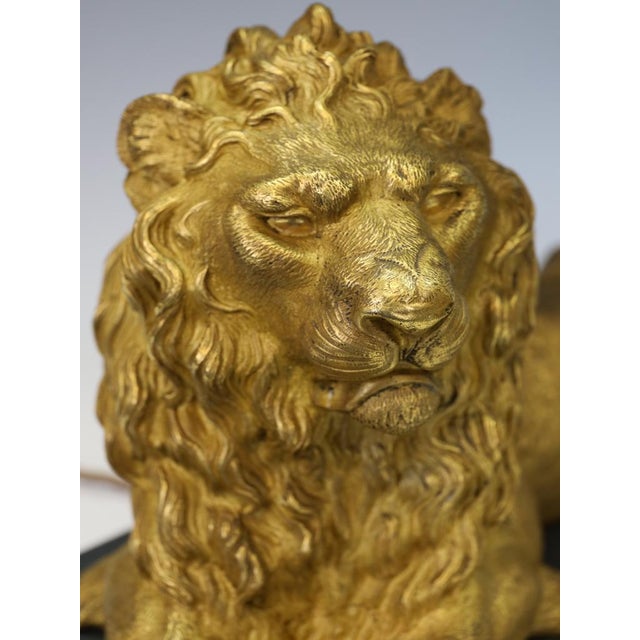 Gilt Bronze Lion Table Lamps attributed to Henri Picard, Paris, 1860s, Set of 2 For Sale - Image 17 of 18