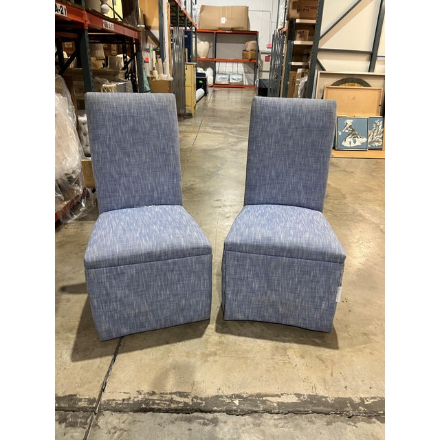 Century Furniture Century Furniture Blue Parsons Side Dining Chair For Sale - Image 4 of 5