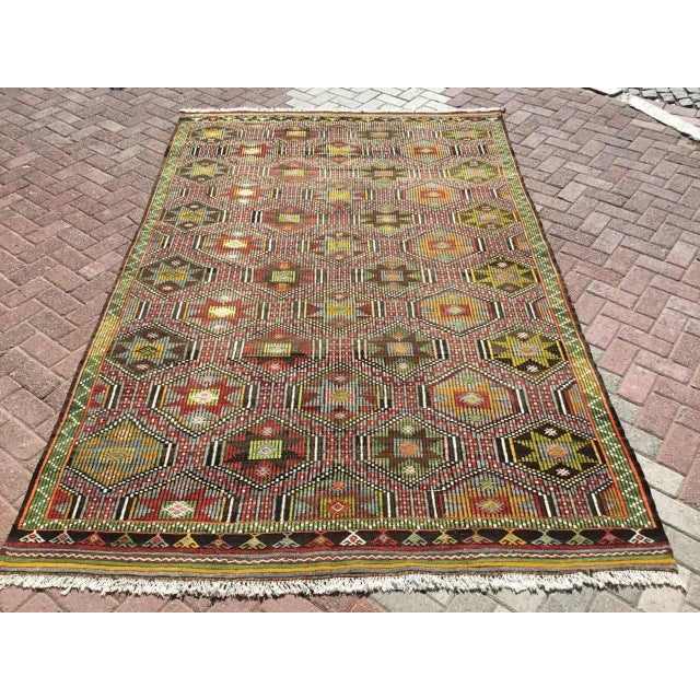 Embroidered Kilim Rug - 75" X 116" For Sale - Image 10 of 11