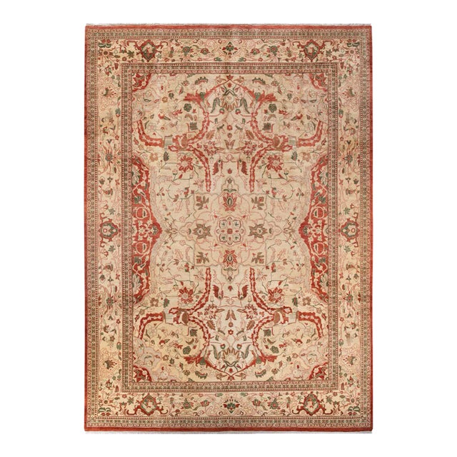 Mogul, One-of-a-Kind Hand-Knotted Area Rug in Orange, 9' 2" x 12' 5" For Sale