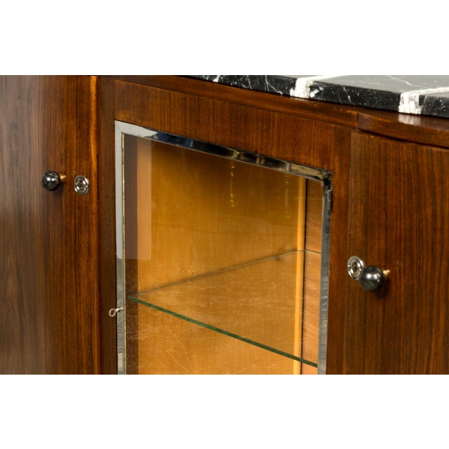 Brown 1930s French Art Deco Walnut Sideboard With Black Marble Top For Sale - Image 8 of 18