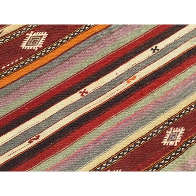 1960s Vintage Striped Turkish Kilim Rug, 63" X 77" For Sale - Image 5 of 11