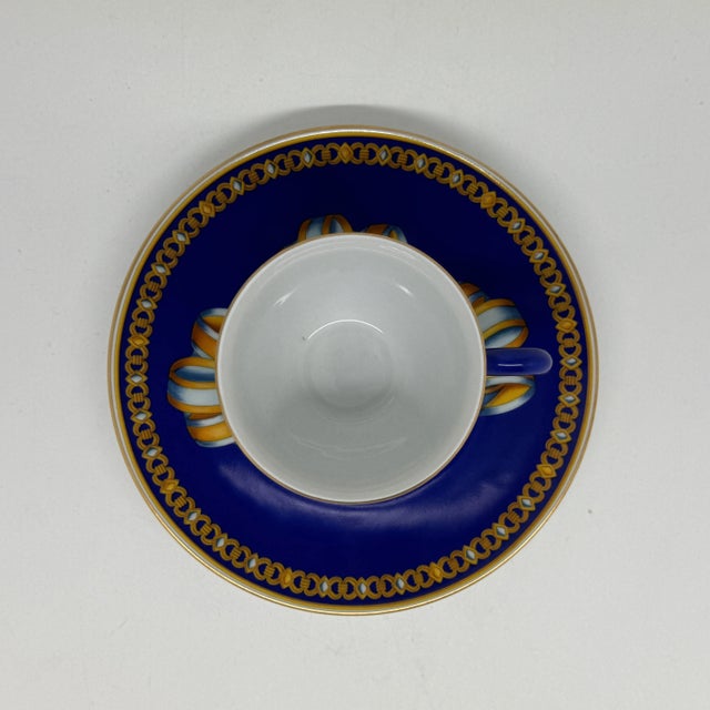 1980s Cocarde de Soie Coffee Cups and Saucers from Hermès, 1980s, Set of 12 For Sale - Image 5 of 6