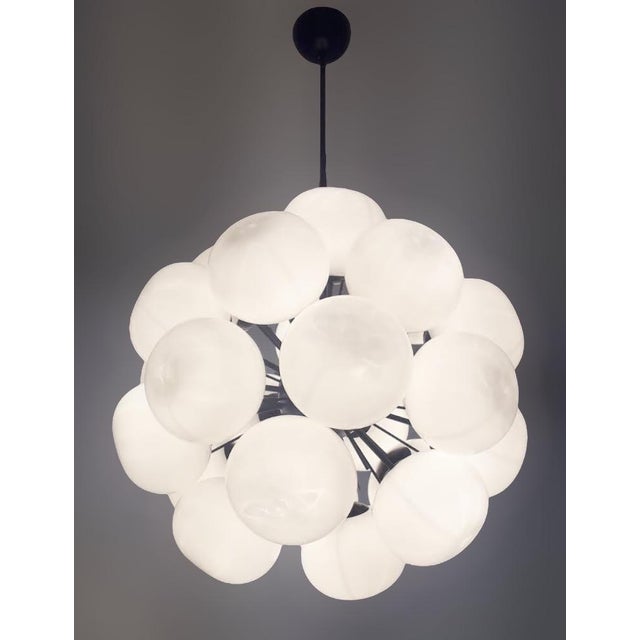 21st Century Ventiquattro Black Powder Coat Cream Pebble Murano Sputnik Chandelier by Fabio LTD For Sale - Image 6 of 6