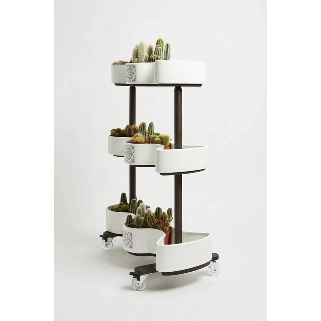 Ainu Collection Vertical Garden Cart of Ceramic and Turtle Grey Finished Wood by Soshiro, 2020 For Sale - Image 4 of 8