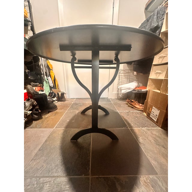 Modern 1990s Metal Round Card Table For Sale - Image 3 of 3