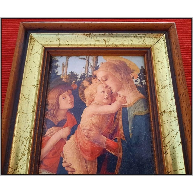 Famous "Madonna and Child" (1470) Italian Antique Painting - Enamel Porcelain Handmade Certified Collectible Wall Art For Sale - Image 4 of 8