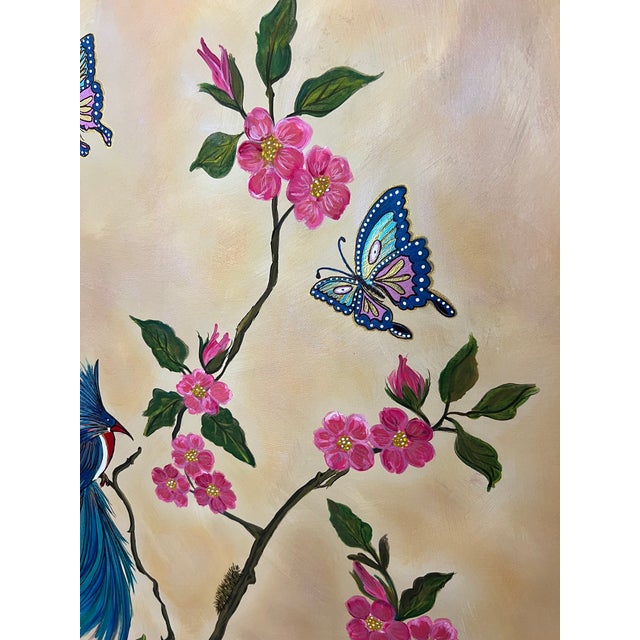 Raspberry Pink Chinoiserie Cherry Blossoms - Designed by Cheryl P. Kohloff For Sale - Image 8 of 8