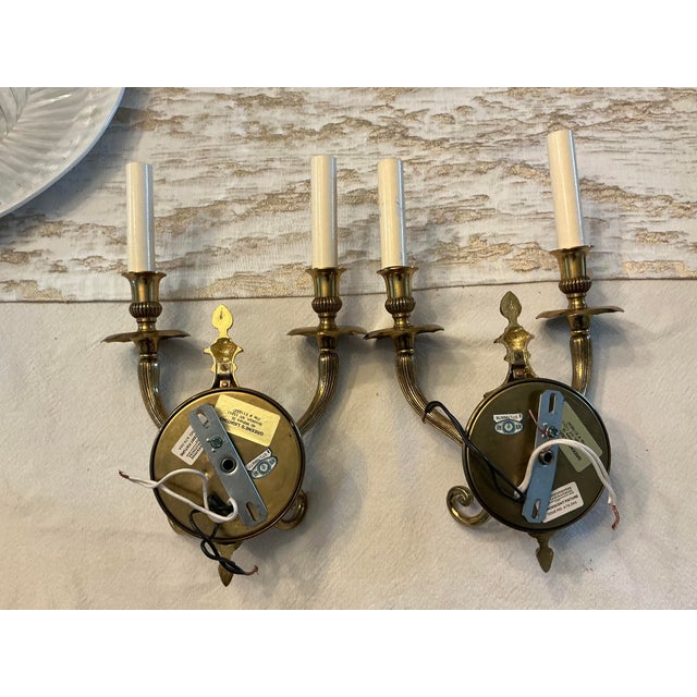 Metal Vintage Greene's Nyc Lighting Mid-Century Solid Spanish Brass Ornate Wall Sconces - Pair For Sale - Image 7 of 10
