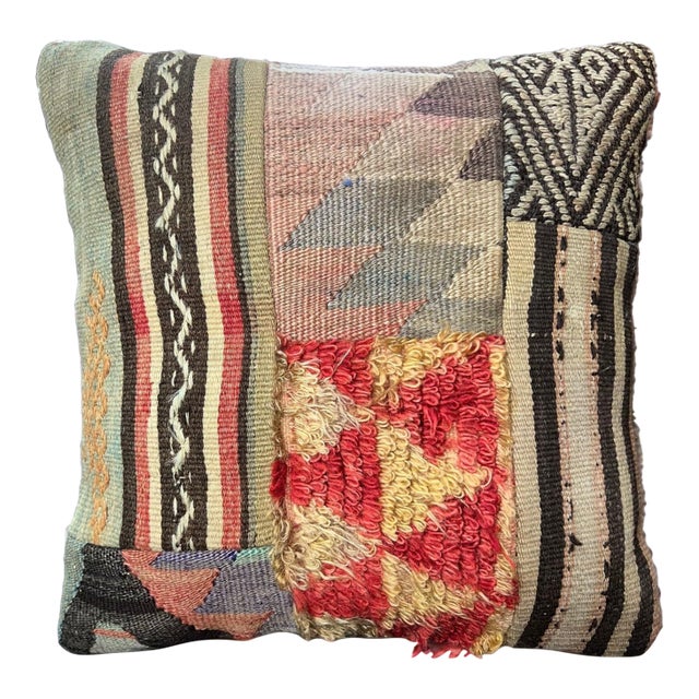 Southwestern Kilim Patchwork Pillow For Sale